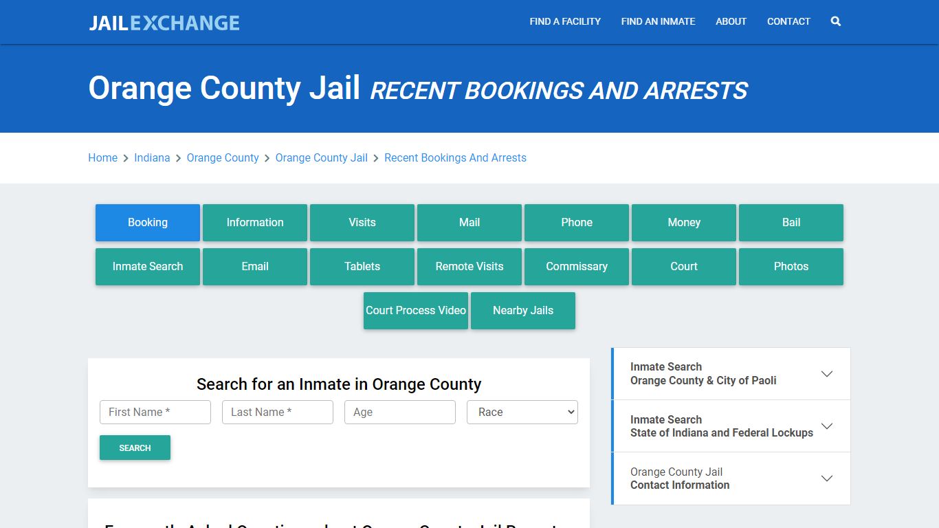 Orange County Jail Recent Bookings And Arrests - Jail Exchange